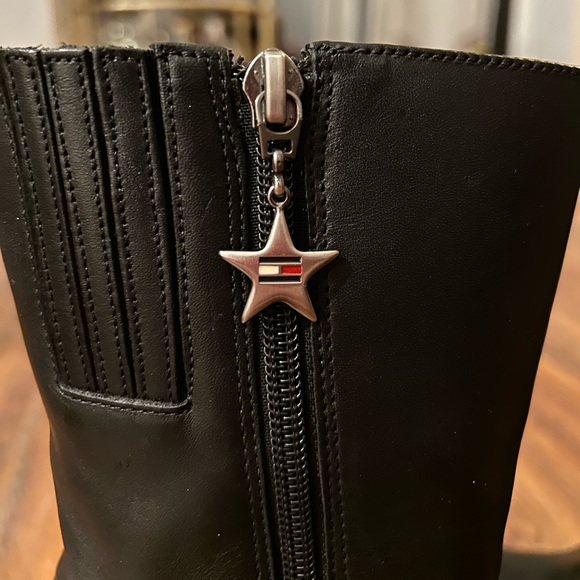 Vintage Tommy Hilfiger Heeled Leather Books Square Toe Black Size 6 - Picture 6 of 9